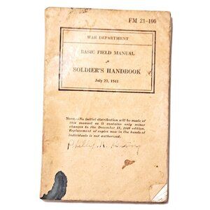 Vintage Military FM 21-100 Soldiers Handbook, July 23, 1941